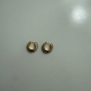 Talbots Gold Crystal Huggie Hoop Earrings